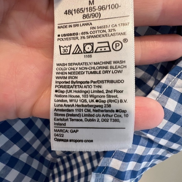 GAP Men’s Poplin Button Down Shirt in Untucked Fit. NWT! Blue Gingham. New. - Picture 9 of 10